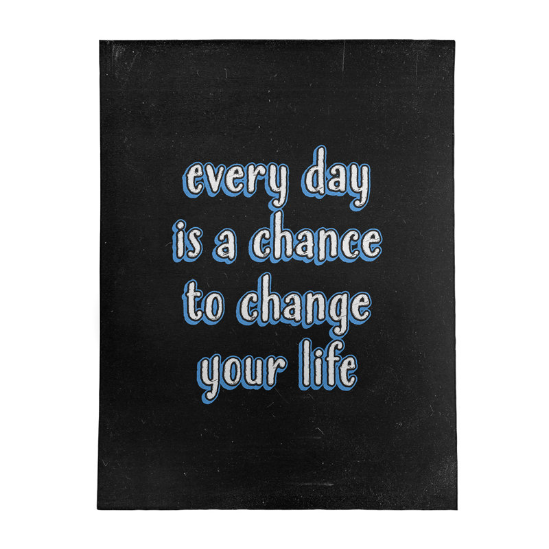 Tapis en chenille de polyester de style tableau noir Quotes, Rectangle 5 pi x 7 pi