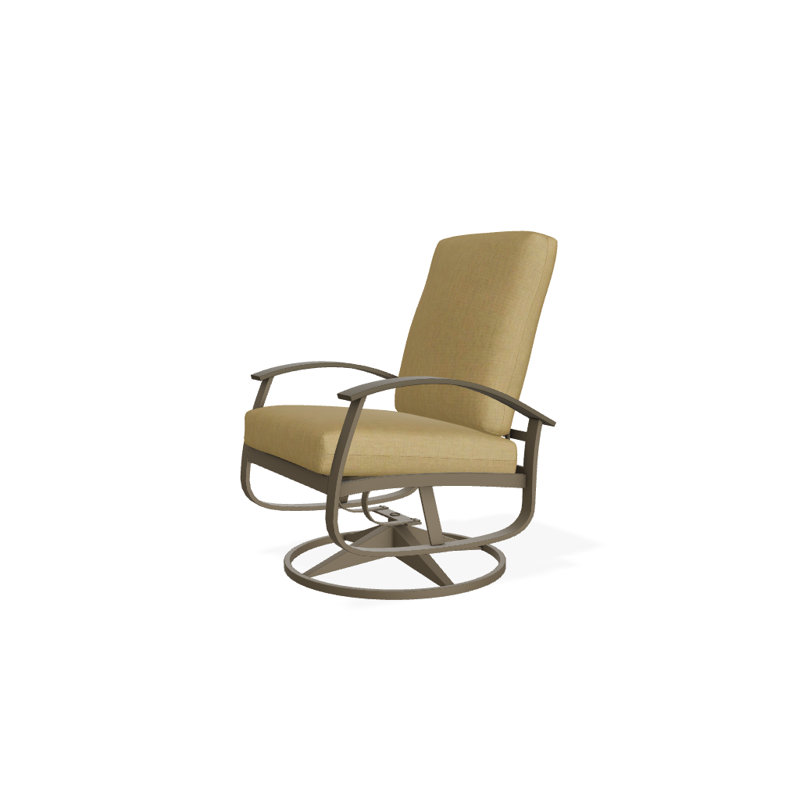 Askar Swivel Powder Coated Aluminum Outdoor Lounge Chair, Canvas Heather Beige Sunbrella® Canvas, Textured Beachwood