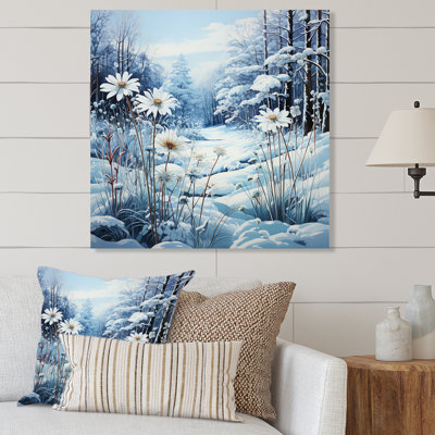 Glacier Ice Blue Flowers - Landscapes Metal Wall Art Living Room