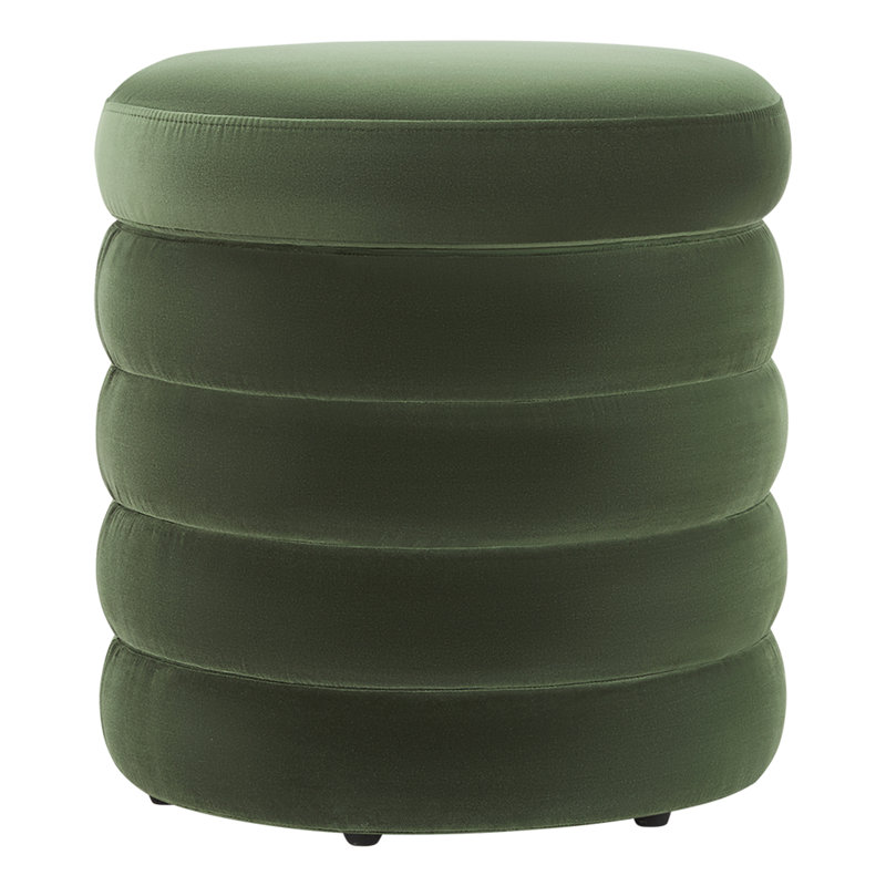 Repose-pieds rembourré avec rangement Neroli, Velours vert militaire Falkirk