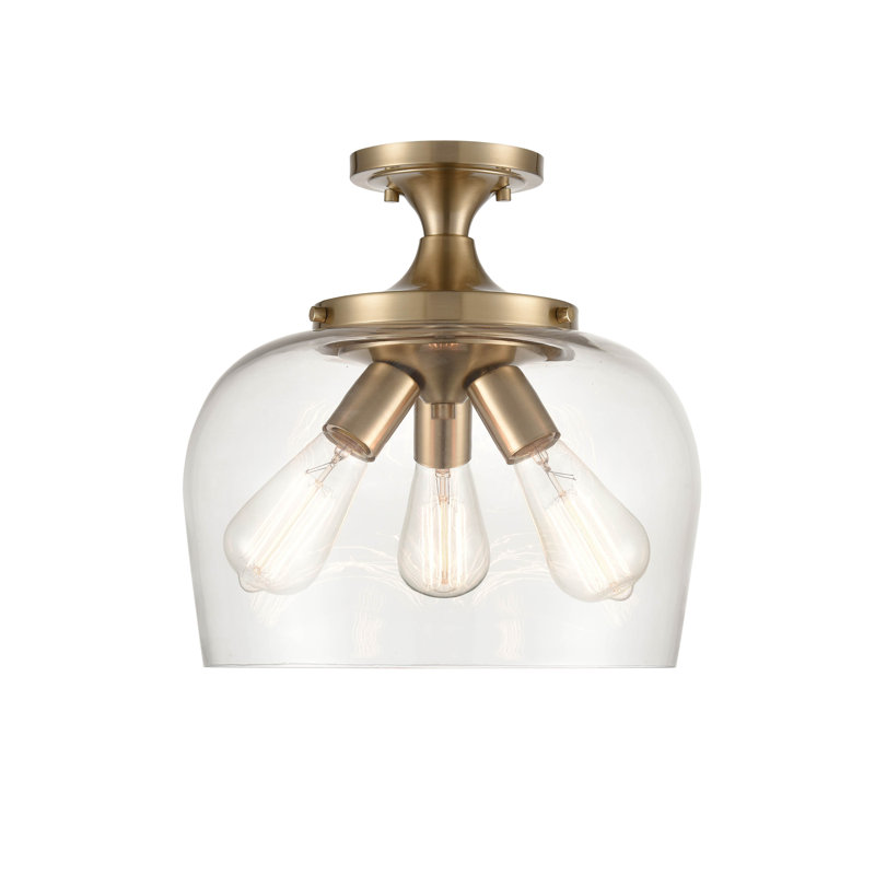 Ashford Modern Gold 13" Glass Semi-Flush Ceiling Bowl