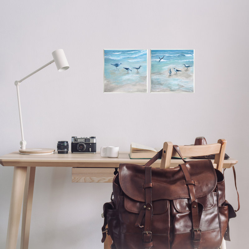 Vue de mouettes sur le rivage, ensemble de 2 plaques murales, design par Marilyn Dunlap