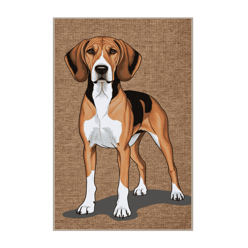 Washable Plott Hound Dogs Area Rug, Rectangle 7' x 10'