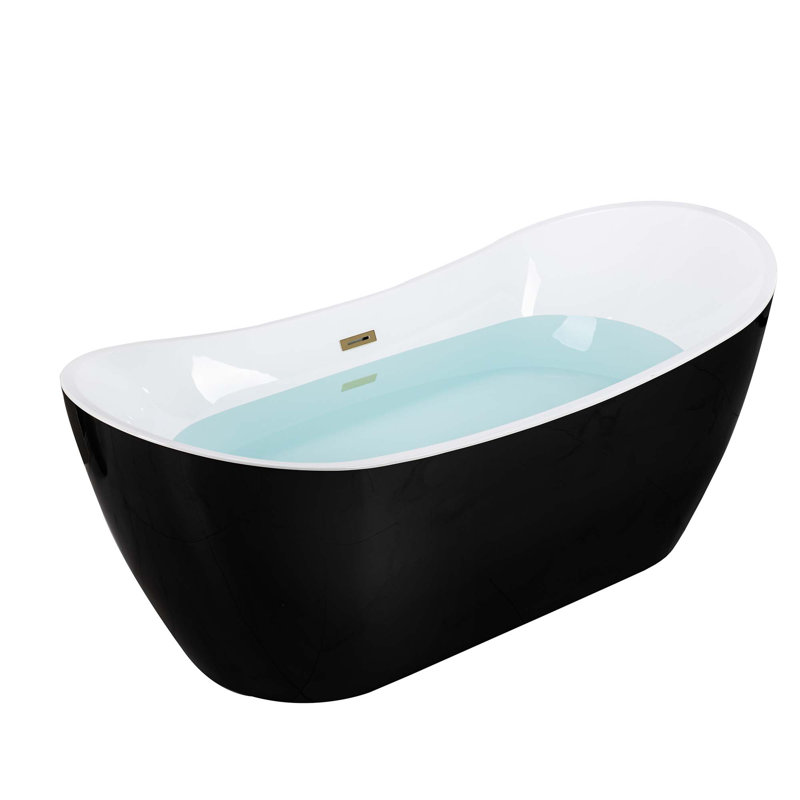 Vital 71'' x 31.5'' Soaking Acrylic Bathtub, Black, Brushed Gold