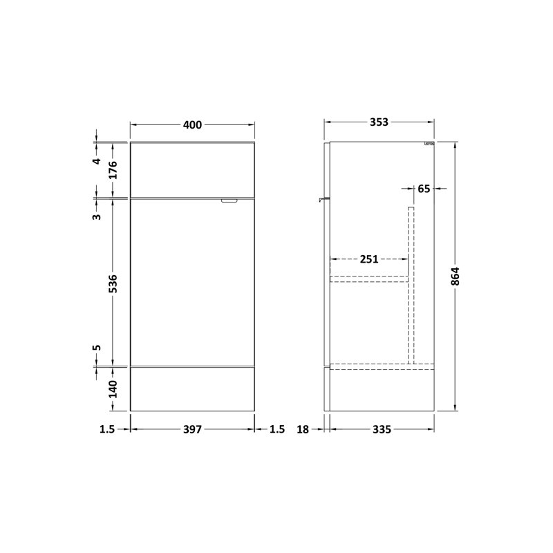 40cm Single Bathroom Vanity Base Only