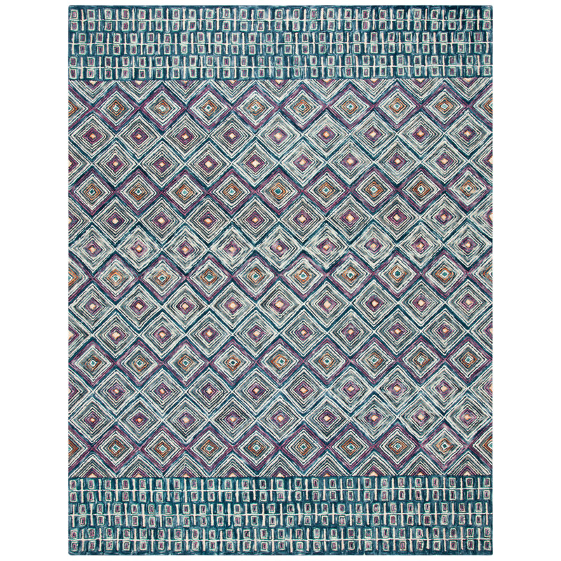Tapis géométrique en laine touffeté à la main Deyoung, Rectangle 3 pi x 5 pi