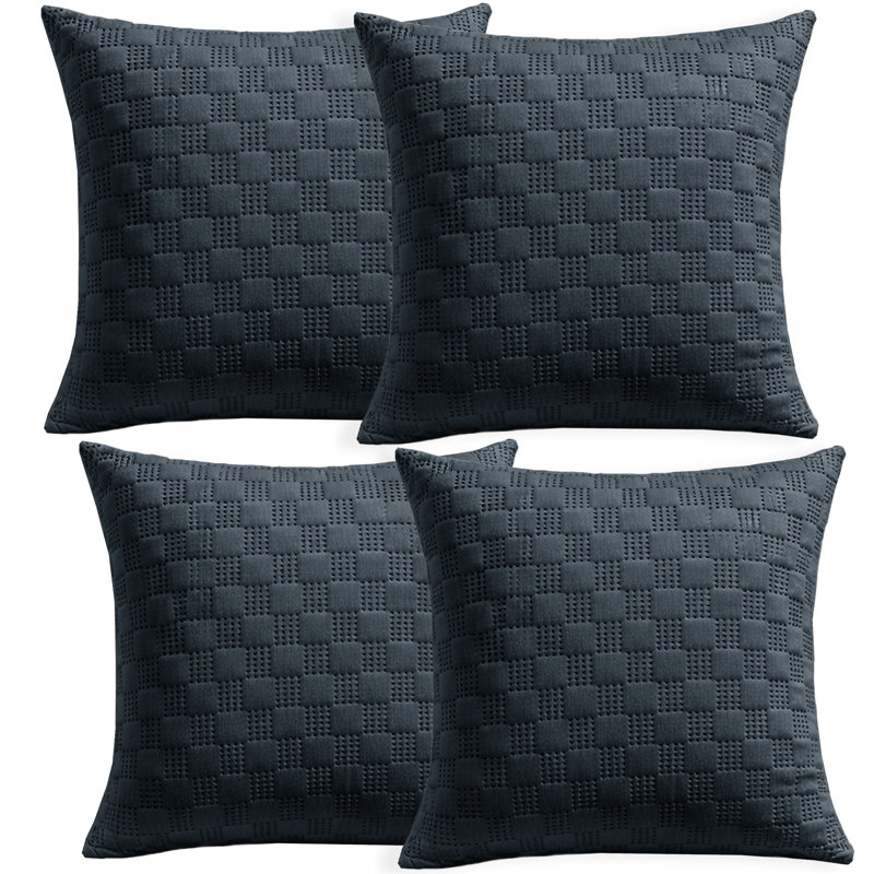 Aspire Homeware Embossed Square Velvet Cushion Covers, Pack of 4, CHARCOAL