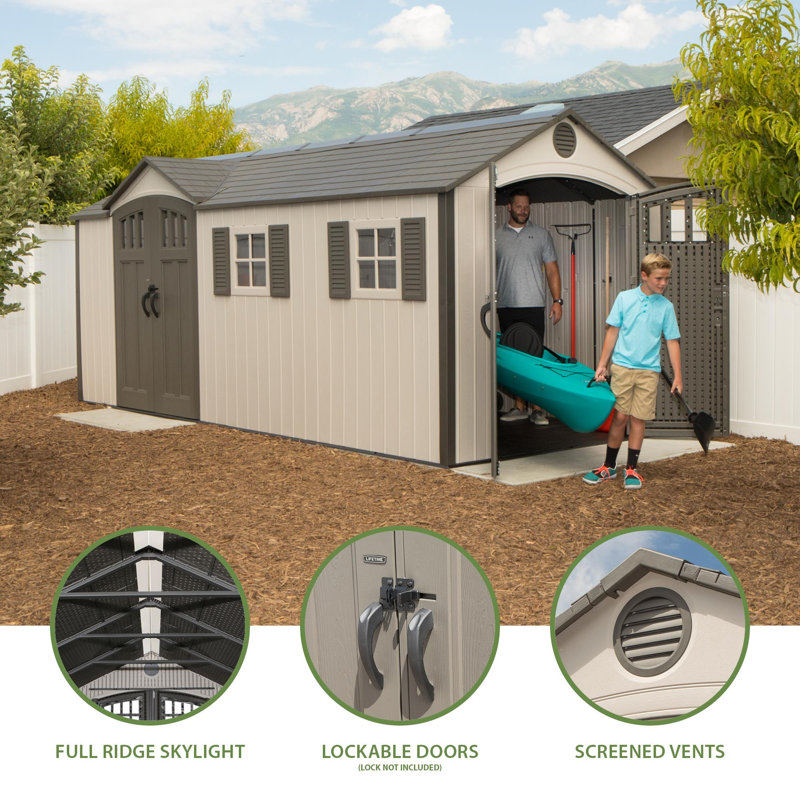 17.5 Ft. x 8 Ft. High-Density Polyethylene (Plastic) Steel Reinforced Outdoor Storage Shed