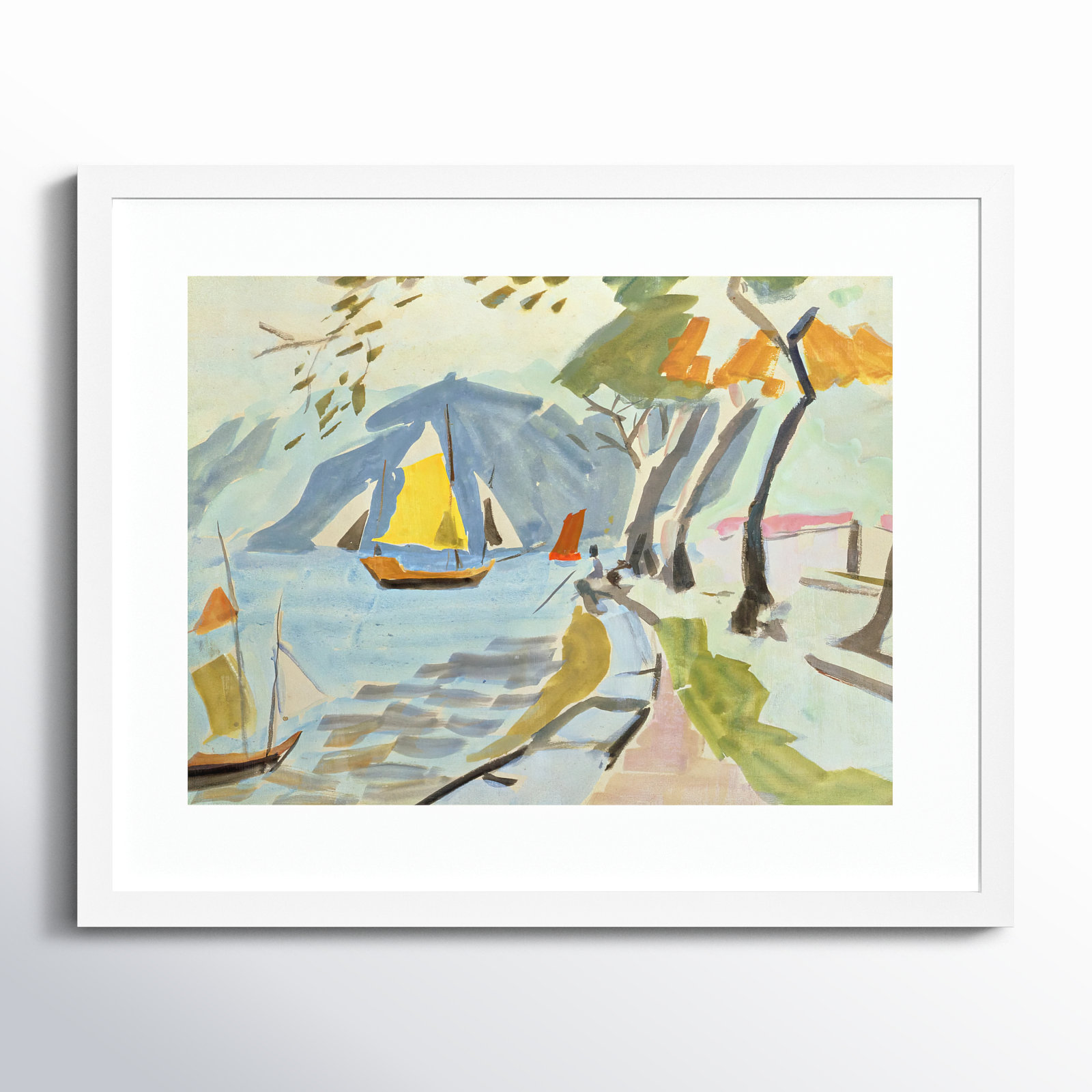 Macau Shoreline Print by Anne Durham, 17" H x 21" W x 1" D, White