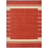 Wool Striped Area Rug in Red