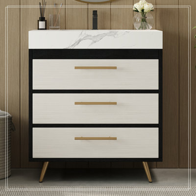 Bathroom Vanity with Sink and 3 Drawers