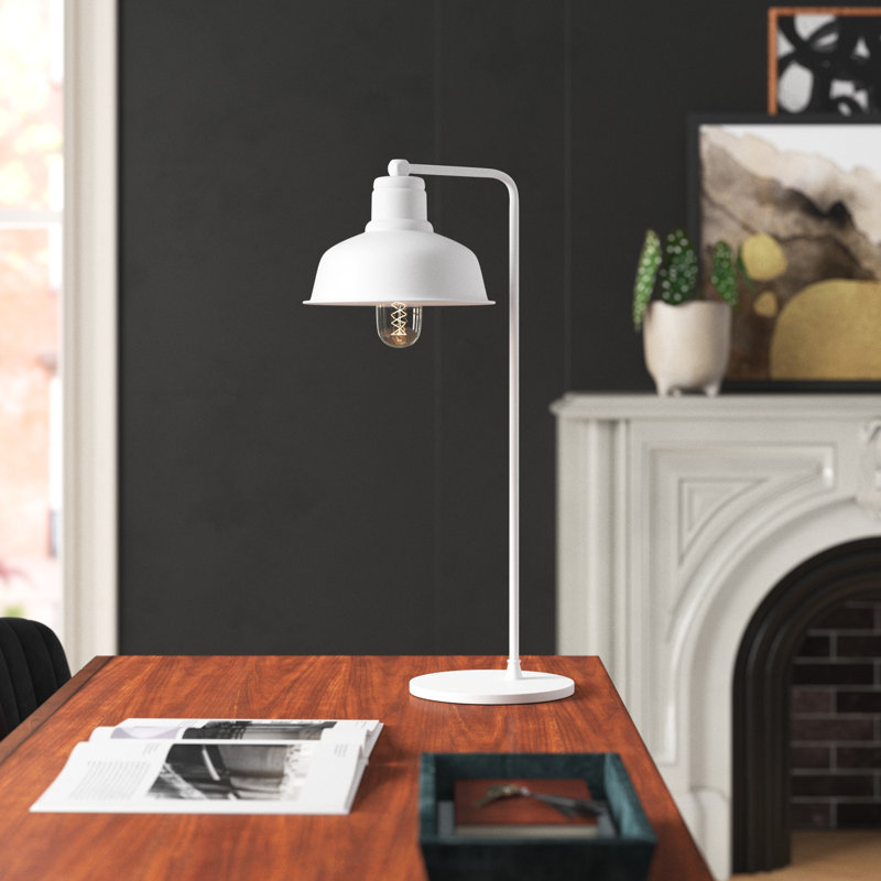 Scandinavian Style Table Lamp, White Metal Body, 21.7 x 11.8 inches | Height: 21.7 inches, Base Plate Diameter: 6.7 inches | E27 Socket, Max 40W, IP20 Rated | Elegant Modern Lighting for Home & Office Décor
