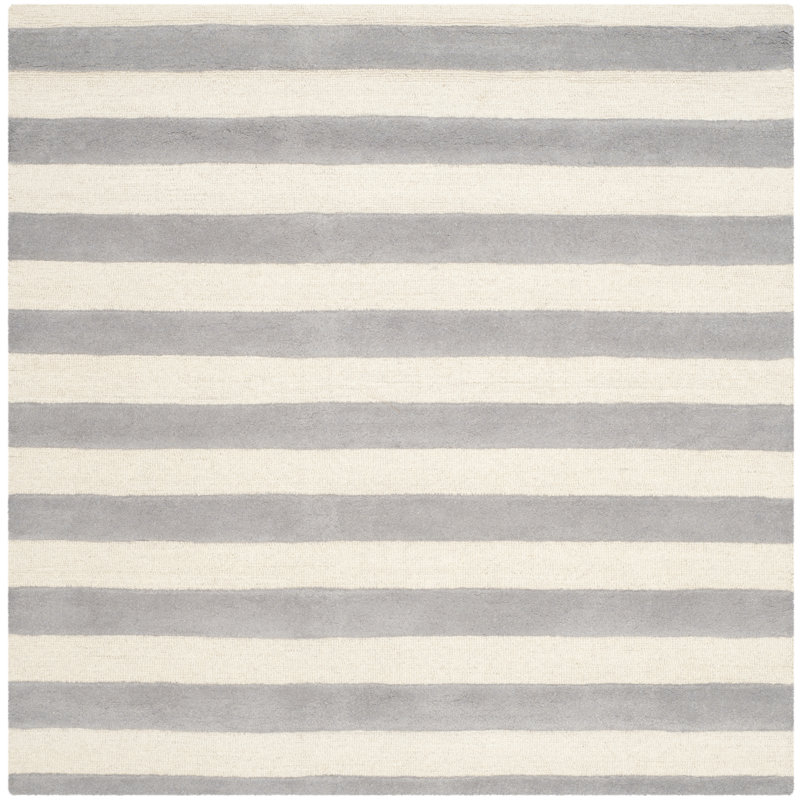 Erol Hand Tufted Wool Striped Rug, Square 6'