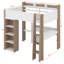 Lit mezzanine double avec bureau, tablettes de rangement, cadre de lit mezzanine en bois massif avec portemanteaux intégré-836129993