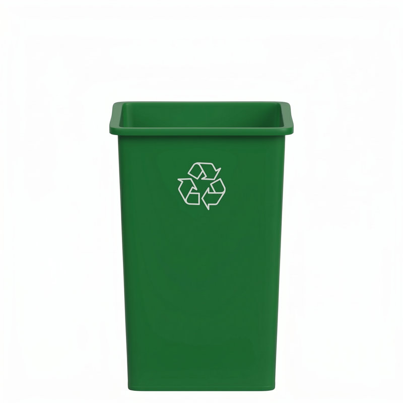 Bac de recyclage en plastique vert 35 gallons avec base renforcée, Vert