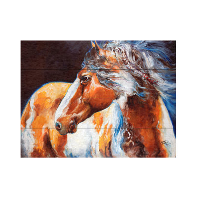 Art à lattes en bois «Mohican Indian War Horse» par Marcia Baldwin