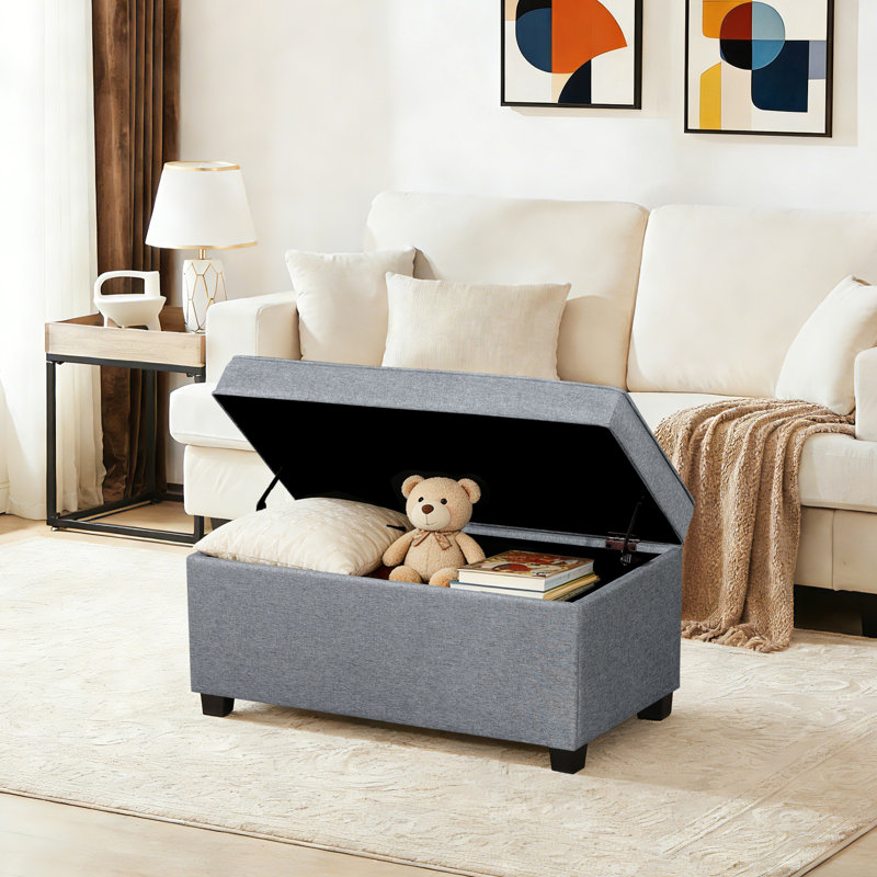 Banc de rangement avec repose-pieds 32 po, Gris