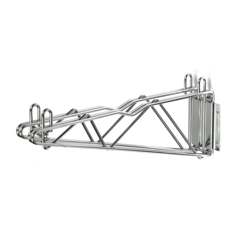 Fixed Wall Mount Double Shelf Bracket, Silver Epoxy, 3" H x 8.5" W x 24" D
