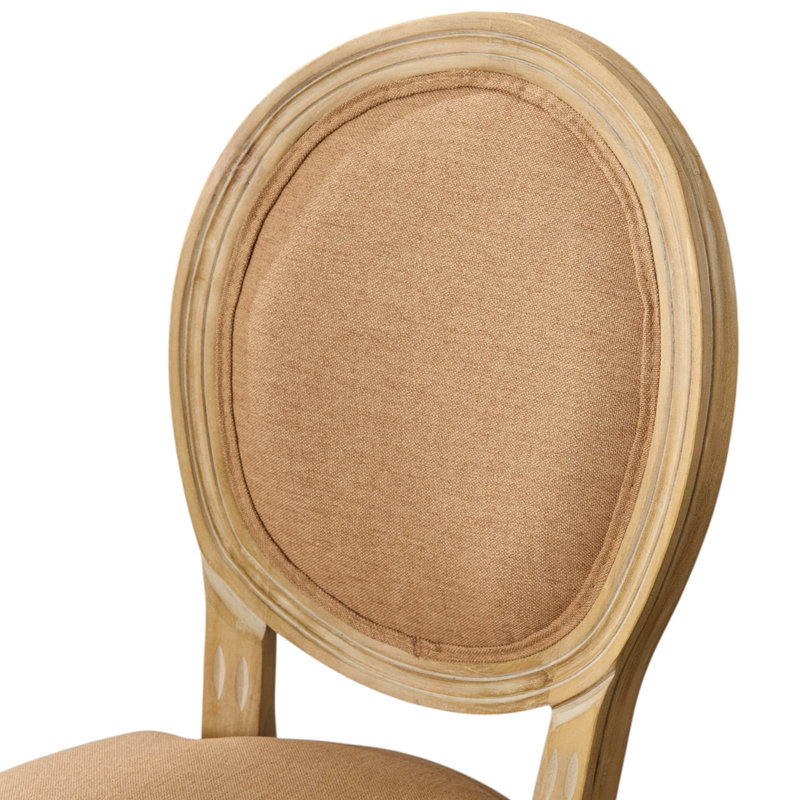 Amando 19.7" H Upholstered Side Chair King Louis Back Solid Wood Dining Chairs, Brown, Oak Wood, 2 Chairs