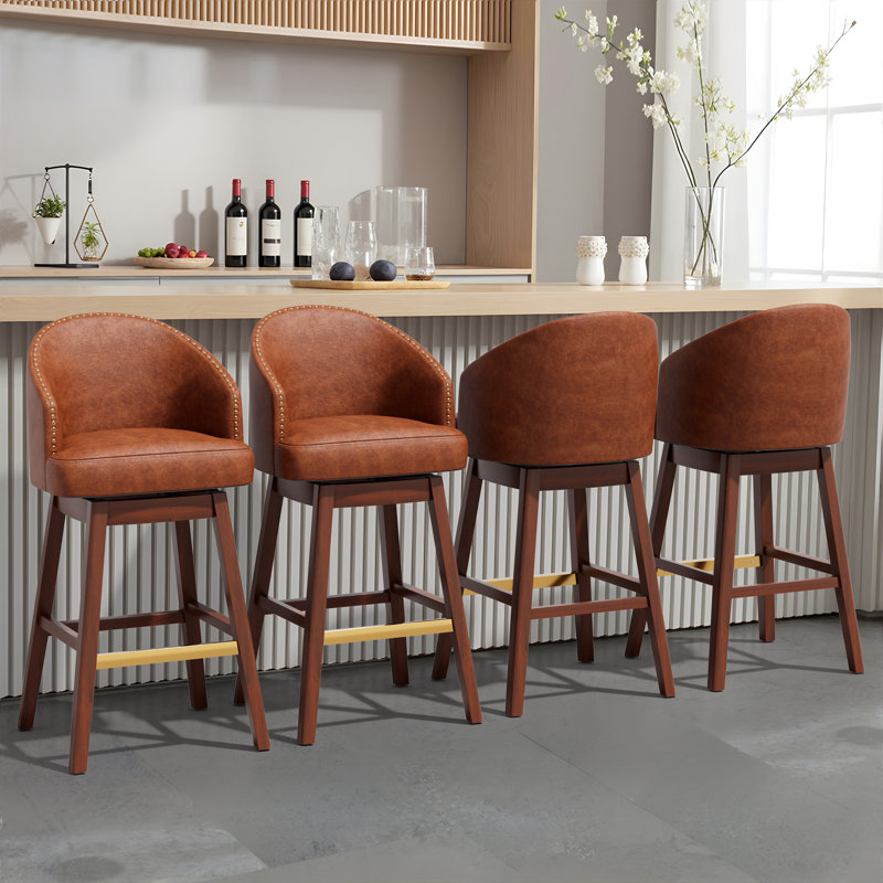 Tabouret de bar pivotant en similicuir 31,9 po, brun, Brun
