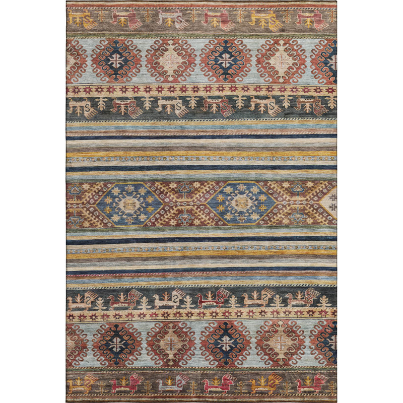 Premium Machine Washable Marasco AMF1626 Global Rug, Rectangle 9' x 12'