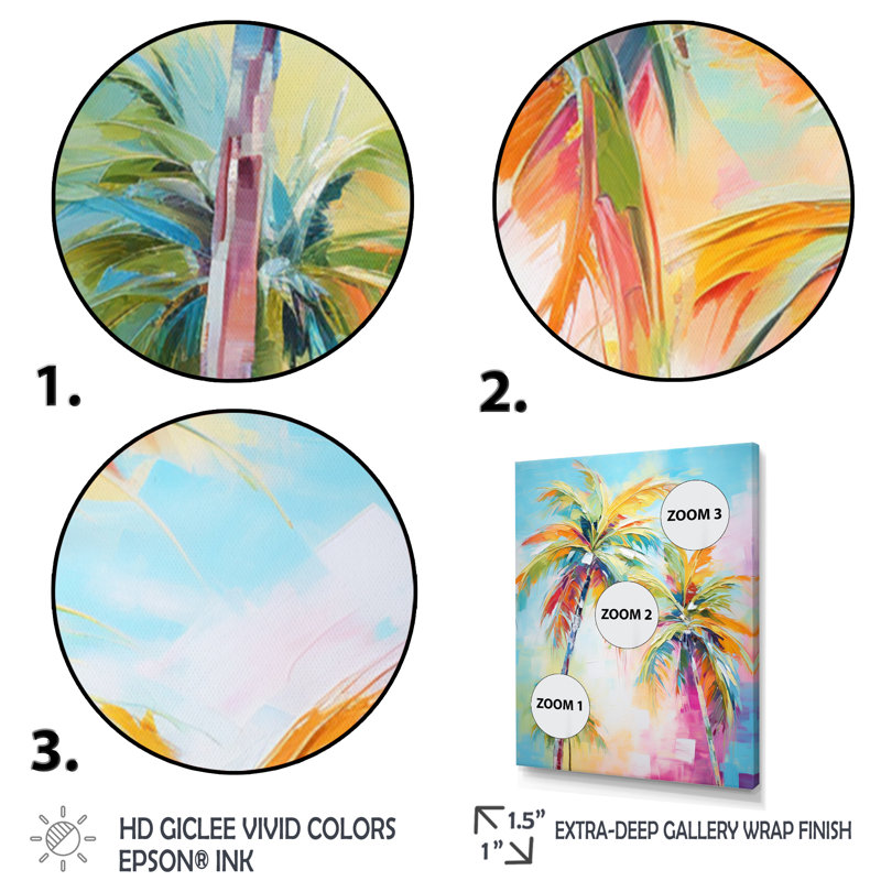 Kuerten Popart Palm Trees III Framed On Canvas Print, 32" H x 16" W x 1" D, Wrapped Canvas