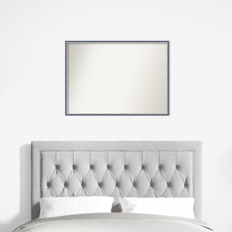 Earsie Solid Wood Wall Mirror, Blue, Rectangle, 28.25" x 39.25"