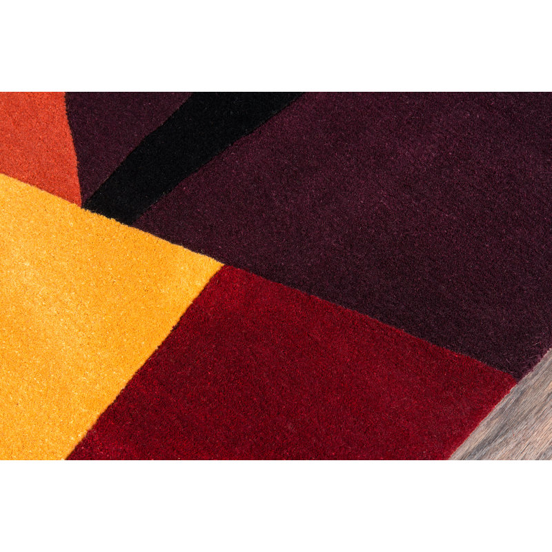 Tapis prune en laine touffeté à la main Ayano, Rectangle 2 pi x 3 pi