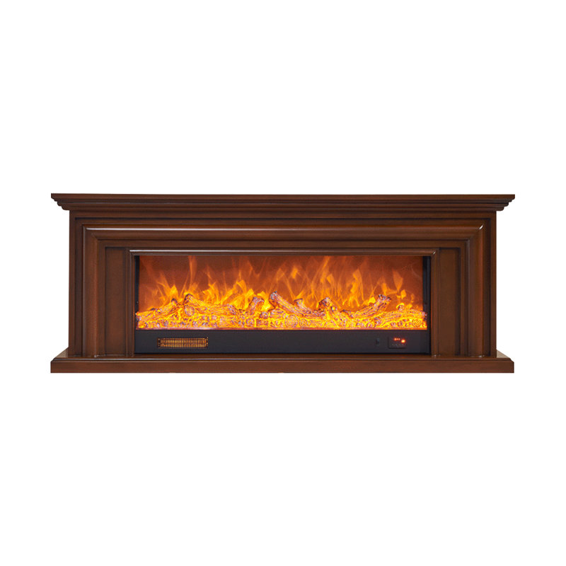 Foyer en bois massif noyer, Noir, H 27,56 po x l 70,87 po x P 12,99 po