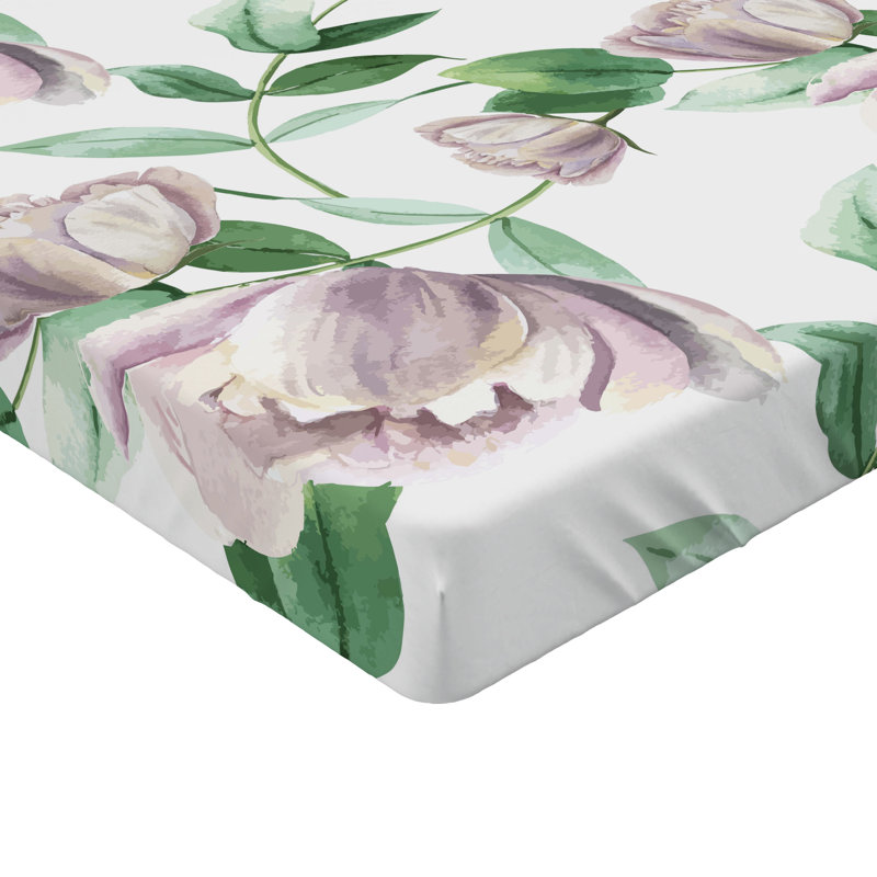 Drap-housse à motif floral Ambesonne, Drap-housse de taille très grand, Mauve, vert fougère / floral