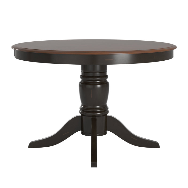 Alyssha Round Solid Wood Dining Table, Antique Black