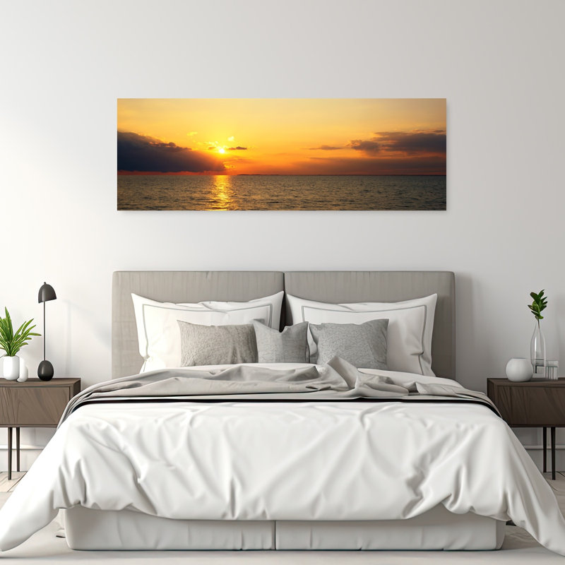 Lac Érié, Ny, États-Unis, ville sereine au coucher du soleil, H 20 po x l 60 po
