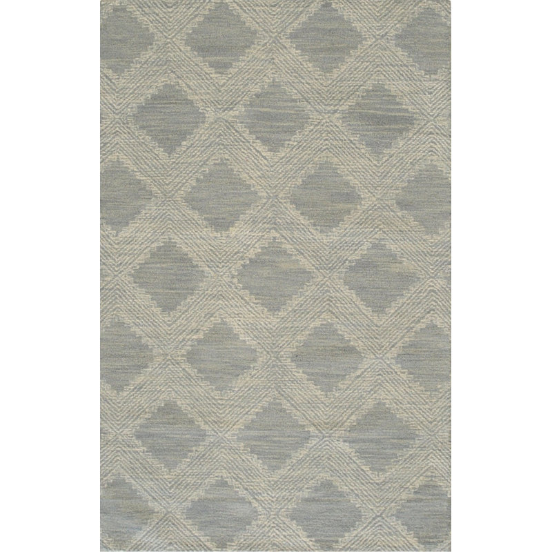 Tapis contemporain en laine touffeté à la main bleu clair Chloe Quinn, Rectangulaire 8 pi x 10 pi