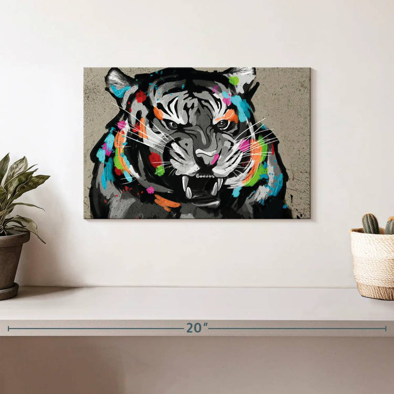 Tigre Brampt, férocité, couleur abstraite, H 8 po x l 12 po