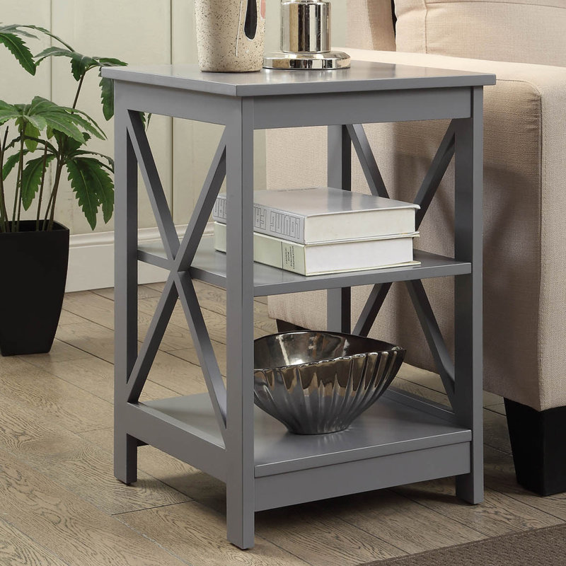 Table de bout avec rangement Darek, Gris