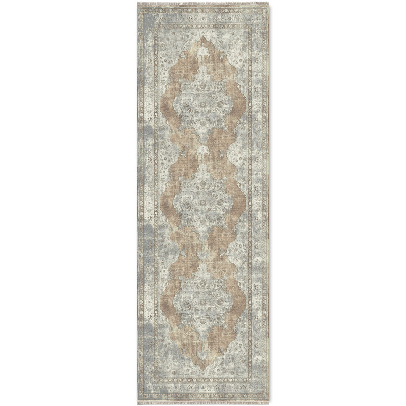 Tapis intérieur / extérieur lavable antidérapant en chenille beige Pender, Rectangle 2 pi 8 po x 5 pi
