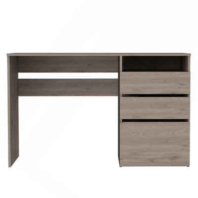 Bureau d'ordinateur à trois tiroirs Dublin, une tablette - gris clair