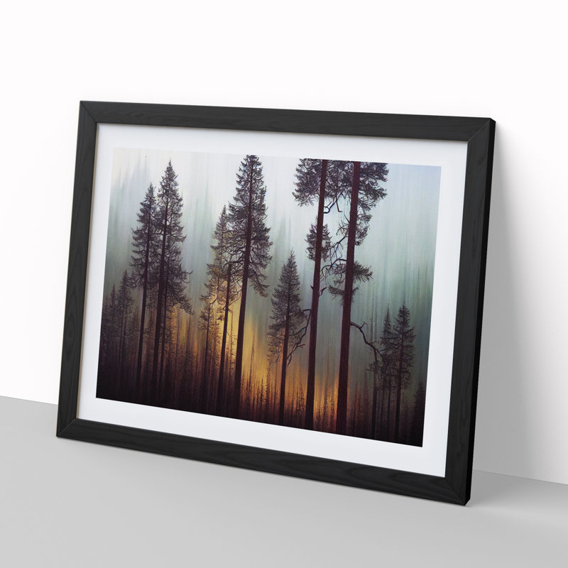 Uplifting Pine Tree Forest - Framed Print, Black, 46cm H x 64cm W x 2cm D