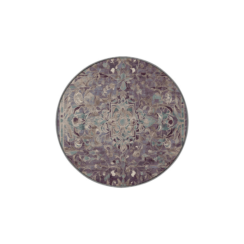 Machine Washable Gray Area Rug, Round 8'