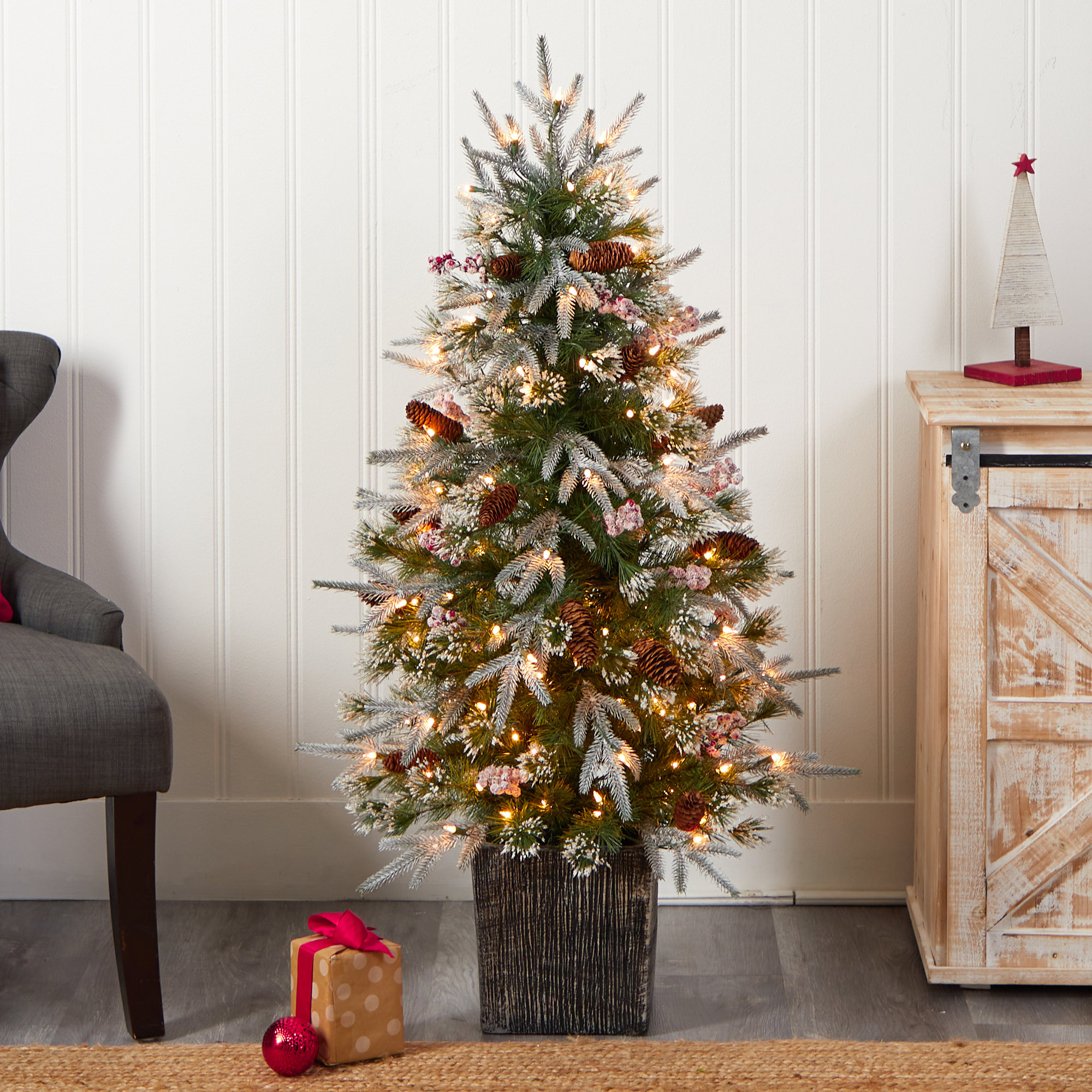 48' Lighted Artificial Fir Christmas Tree