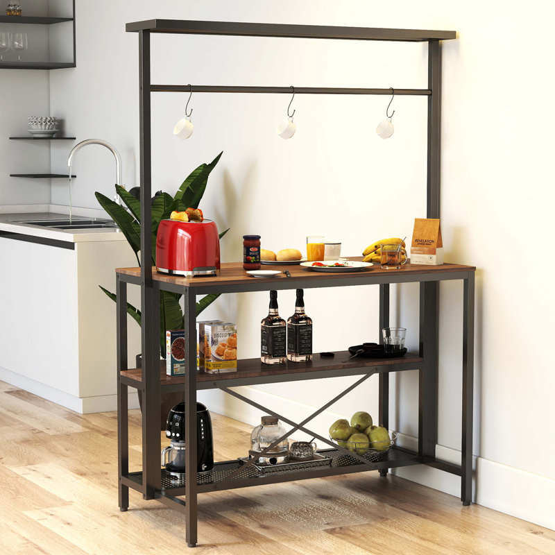 Îlot de cuisine moderne avec tablette à 3 niveaux et rangement polyvalent Gatherwood