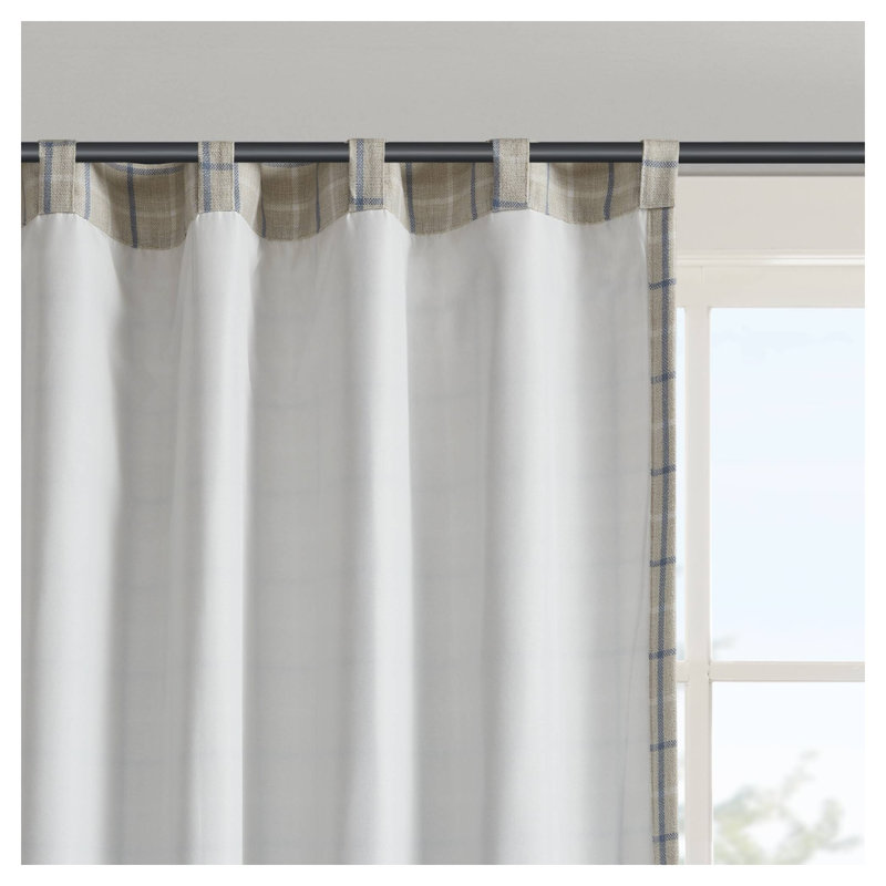 Rideau thermique à carreaux avec passe-tringle et pattes de fixation au dos, doublure polaire, 127 cm de large x 274 cm de long, polyester multicolore