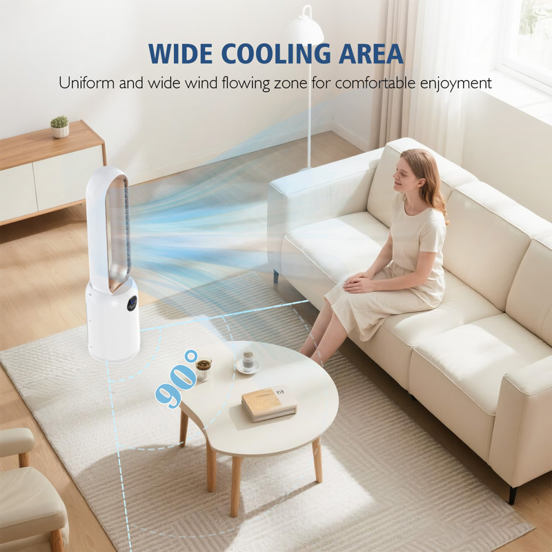 35" Bladeless Tower Fan For Bedroom, 26ft/s Airflow, 24 Speeds, 90° Oscillation, Standing Fans With Remote Control, 12h Timer, Portable Bladeless Cooling Fan For Home Office