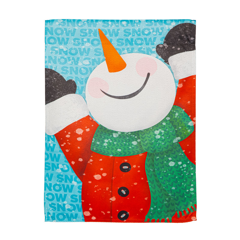 Drapeau de jardin «Happy Snowman» en suède