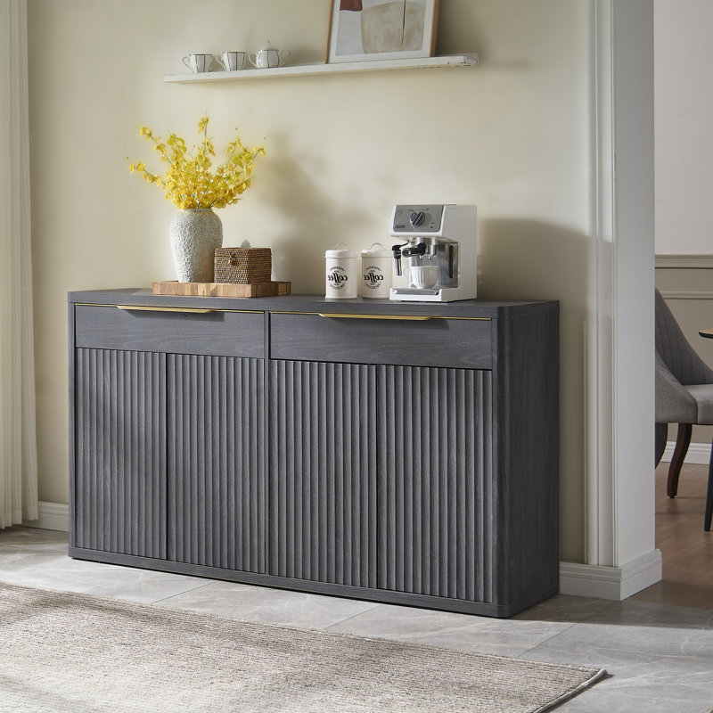 Buffet 66,34 po avec 4 portes et 2 tiroirs Cesiro, Aulne gris foncé