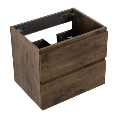 Armoire murale 24W-105, noyer, sans lavabo, 2 tiroirs, pré-assemblée, espace de tiroir généreux, meuble de rangement en noyer avec attrait moderniste - 24W-105, fonctionnalité silencieuse, style élégant