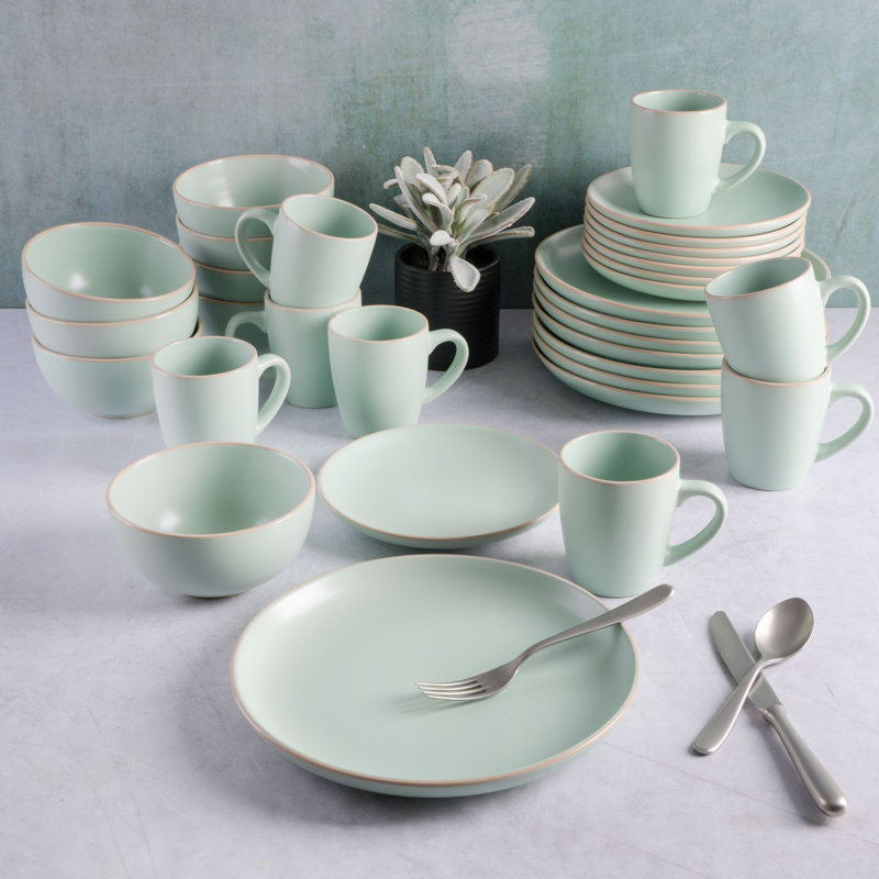 Gibson Home Rockaway 32 Piece Dinnerware Set, Teal