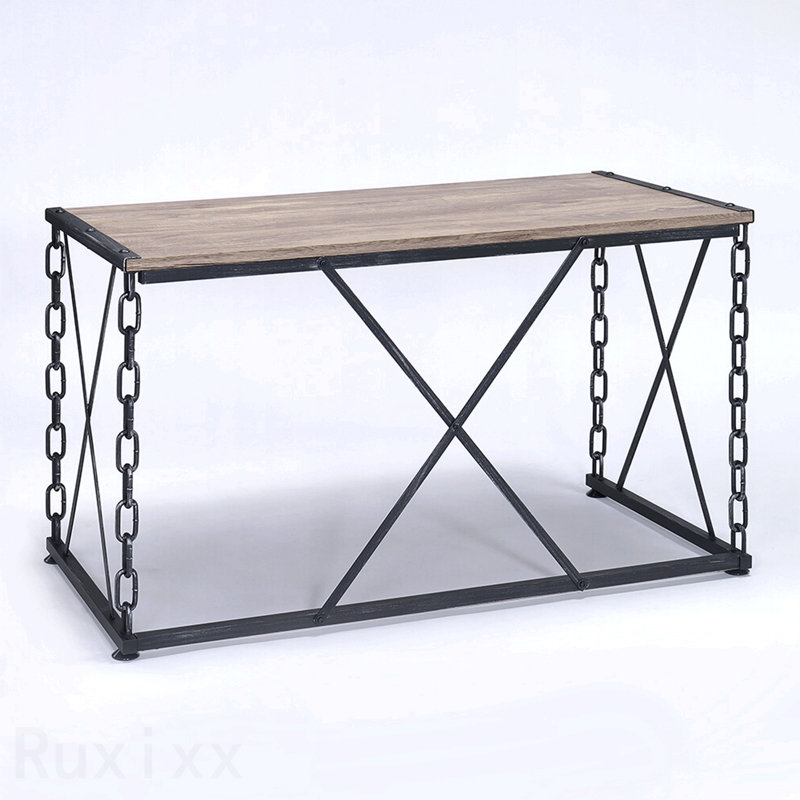 Rectangular Desk, Rustic Oak & Antique Black
