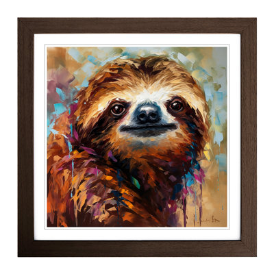 Sloth Palette Knife Painting - Framed Print