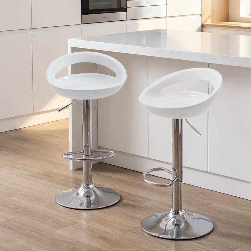 Lakisha Swivel Adjustable Height Counter Stool with Metal Frame, White
